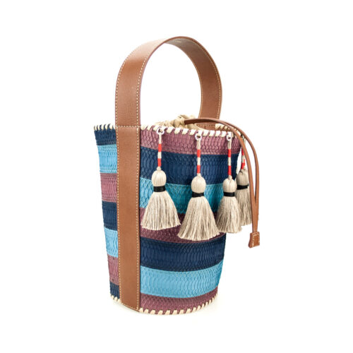 Citoyen bucket handbag cuir and exotic stripes